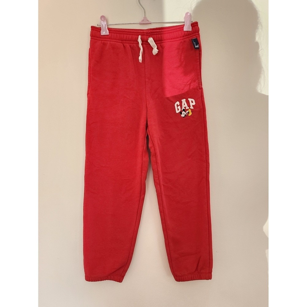 Gap Sweatpants Kids Medium 8 Red Mickey Mouse Disney Fleece Joggers Loungewear